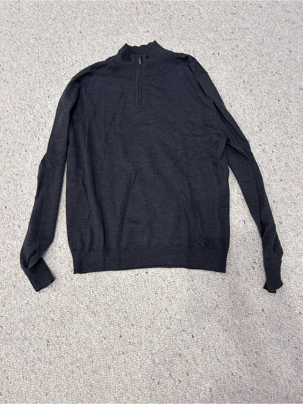 Bloomingdale's Merino Wool Men's Charcoal Zip-Neck Sweater